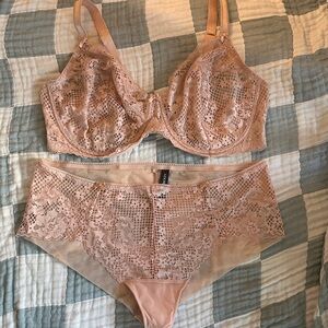 Adore Me Lace Bra and Panty Set - Blush